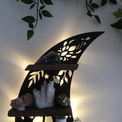 Moon Shape Wood Wall Shelves Large Size / Book Shelf, Walnut Finish