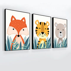 Little Jungle Friends Nursery Wall Art Set of 3