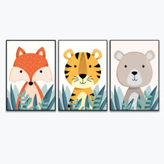 Little Jungle Friends Nursery Wall Art Set of 3