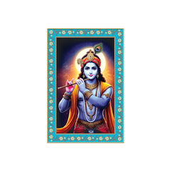 Mata Laxmi Prosperity Floral Border Vertical Canvas Wall Painting