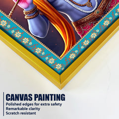 Mata Laxmi Prosperity Floral Border Vertical Canvas Wall Painting