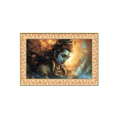 Lord Shivay Modern Art Design Floral Border Canvas Wall Painting