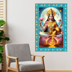 Flute of the Divine Floral Border Vertical Canvas Wall Painting