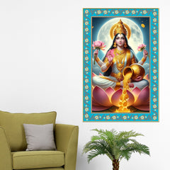 Flute of the Divine Floral Border Vertical Canvas Wall Painting