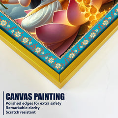Flute of the Divine Floral Border Vertical Canvas Wall Painting
