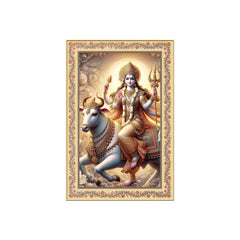 Divine Lord Krishna Floral Border Vertical Canvas Wall Painting