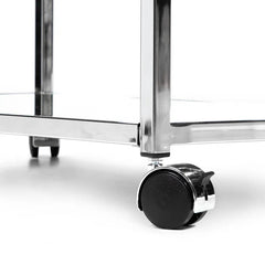 Metallic Minimalist Frame Design Bar Cart Trolley With Glass Shelves