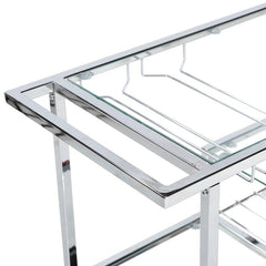 Metallic Minimalist Frame Design Bar Cart Trolley With Glass Shelves