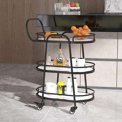 Modern 3 Tier Black Bar Cart With White Shelves