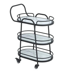 Modern 3 Tier Black Bar Cart With White Shelves
