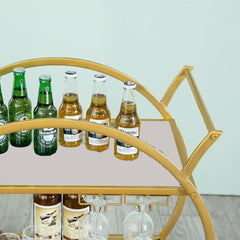 Modern Circular Bar Trolley With Dual Shelves