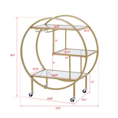 Modern Circular Drink Trolley With Glass Rack Trolley