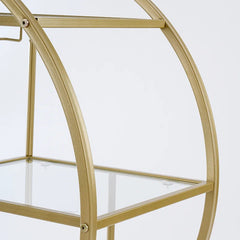 Modern Circular Drink Trolley With Glass Rack Trolley