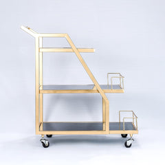 Modern Geometric Gold Bar Cart With Triple Tiers Trolley