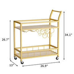 Modern Gold Bar Cart With Built In Wine Storage Trolley