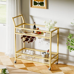 Modern Gold Bar Cart With Built In Wine Storage Trolley