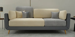 Luxury Colour Block Sofa | Navy & Cream Velvet 3 Seater