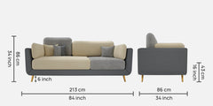 Luxury Colour Block Sofa | Navy & Cream Velvet 3 Seater