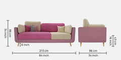 Luxury Colour Block Sofa | Pink & Beige Velvet 3 Seater