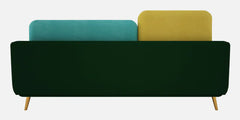 Luxury Colour Block Sofa | Velvet Fabric 3 Seater Sofa in Turquoise & Green Colour