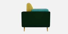 Luxury Colour Block Sofa | Velvet Fabric 3 Seater Sofa in Turquoise & Green Colour