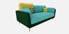 Luxury Colour Block Sofa | Velvet Fabric 3 Seater Sofa in Turquoise & Green Colour