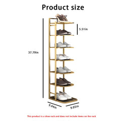 Premium 7 Pair Shoe Display Stand with Sturdy Golden Metal Frame