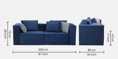 Royal Blue Velvet 3 Seater Sofa | Modern Modular Design