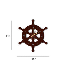 Brown MDF Ship Wheel Modern Wall Clock