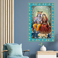 Mata Shailputri Floral Border Vertical Canvas Wall Painting