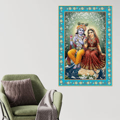 Mata Shailputri Floral Border Vertical Canvas Wall Painting