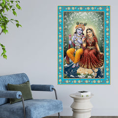 Mata Shailputri Floral Border Vertical Canvas Wall Painting