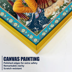 Mata Shailputri Floral Border Vertical Canvas Wall Painting