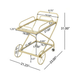 Sophisticated Cross Bar Drinks Trolley In Golden Finish