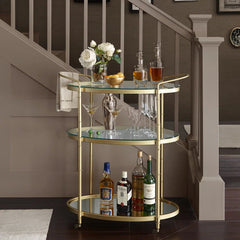 Sophisticated Oval Bar Trolley With Tiered Storage