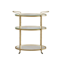 Sophisticated Oval Bar Trolley With Tiered Storage