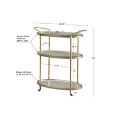 Sophisticated Oval Bar Trolley With Tiered Storage