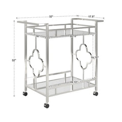 Stylish Bar Cart With Mirror Shelves And Metallic Glam Trolley