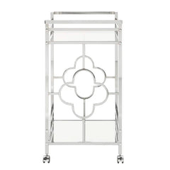 Stylish Bar Cart With Mirror Shelves And Metallic Glam Trolley