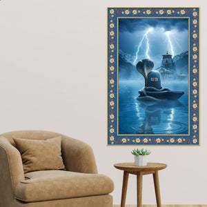 Symbol of Shiva’s Energy Floral Border Vertical Wall Painting