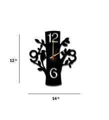 Black MDF Tree Modern Wall Clock