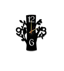 Black MDF Tree Modern Wall Clock