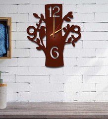 Brown MDF Tree Modern Wall Clock