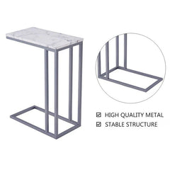 Classic C-Shaped White Marble Designer Side Table