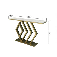 Classic Design Golden Console Table in Geometric Pattern