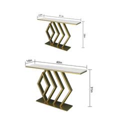 Classic Design Golden Console Table in Geometric Pattern