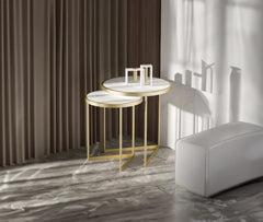 Golden Duo Metal Nesting Side Tables Set of 2