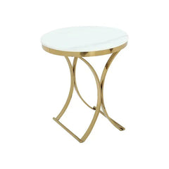 Premium Golden Iron White Round Marble Table