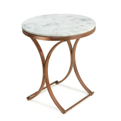 Premium Copper Metal Finish Coffee Side Table with Marble Top