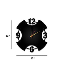 Black MDF Numbers Geometric Wooden Wall Clock